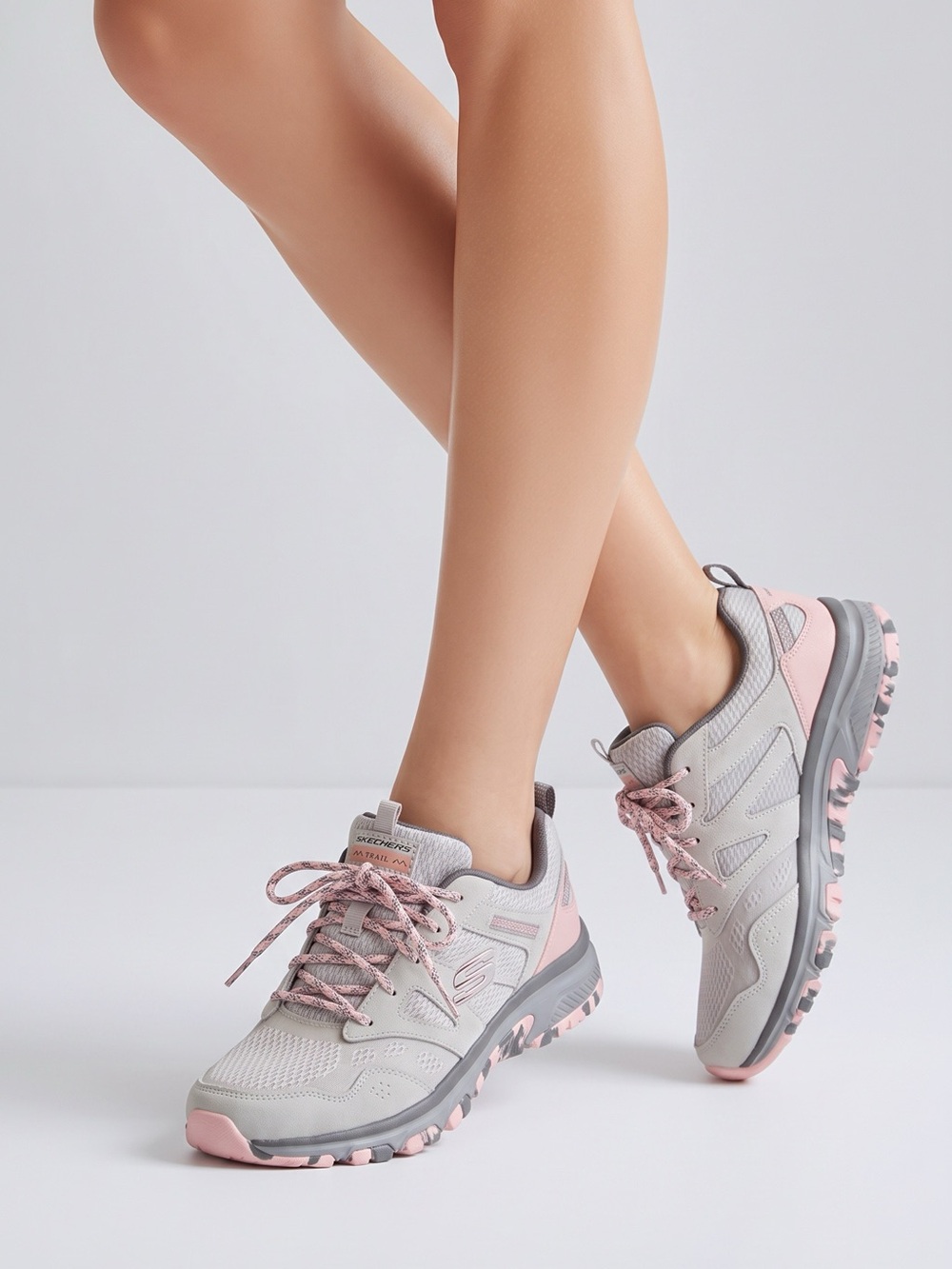 Skechers Gray and Pink Lightweight Women's Trail Sneakers